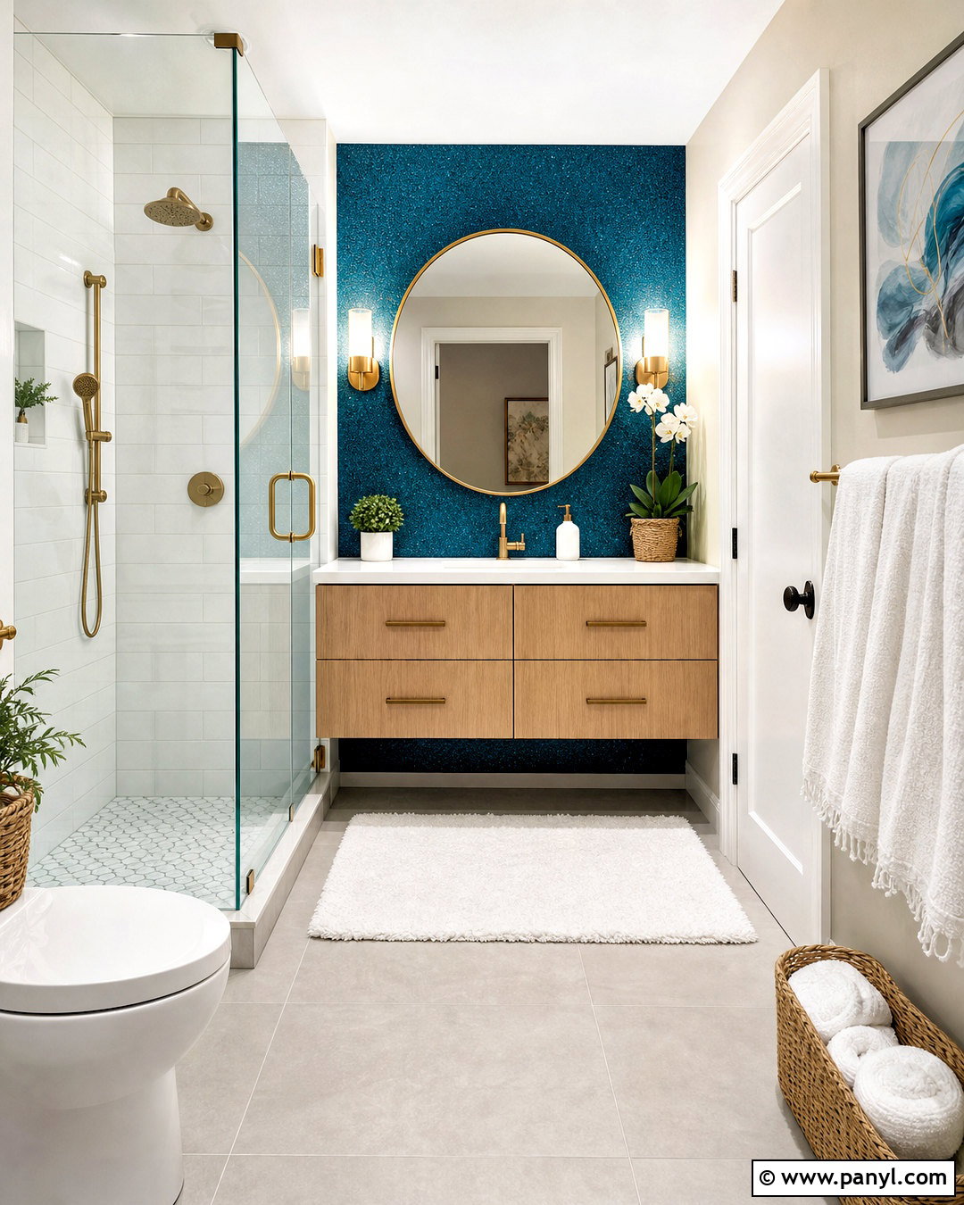 Teal Glitter Accent Wall Bathroom - 20 glitter accent wall ideas