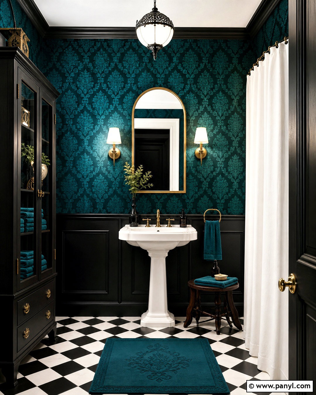 Teal Gothic Damask Wallpaper Bathroom - 20 gothic damask pattern wallpaper ideas