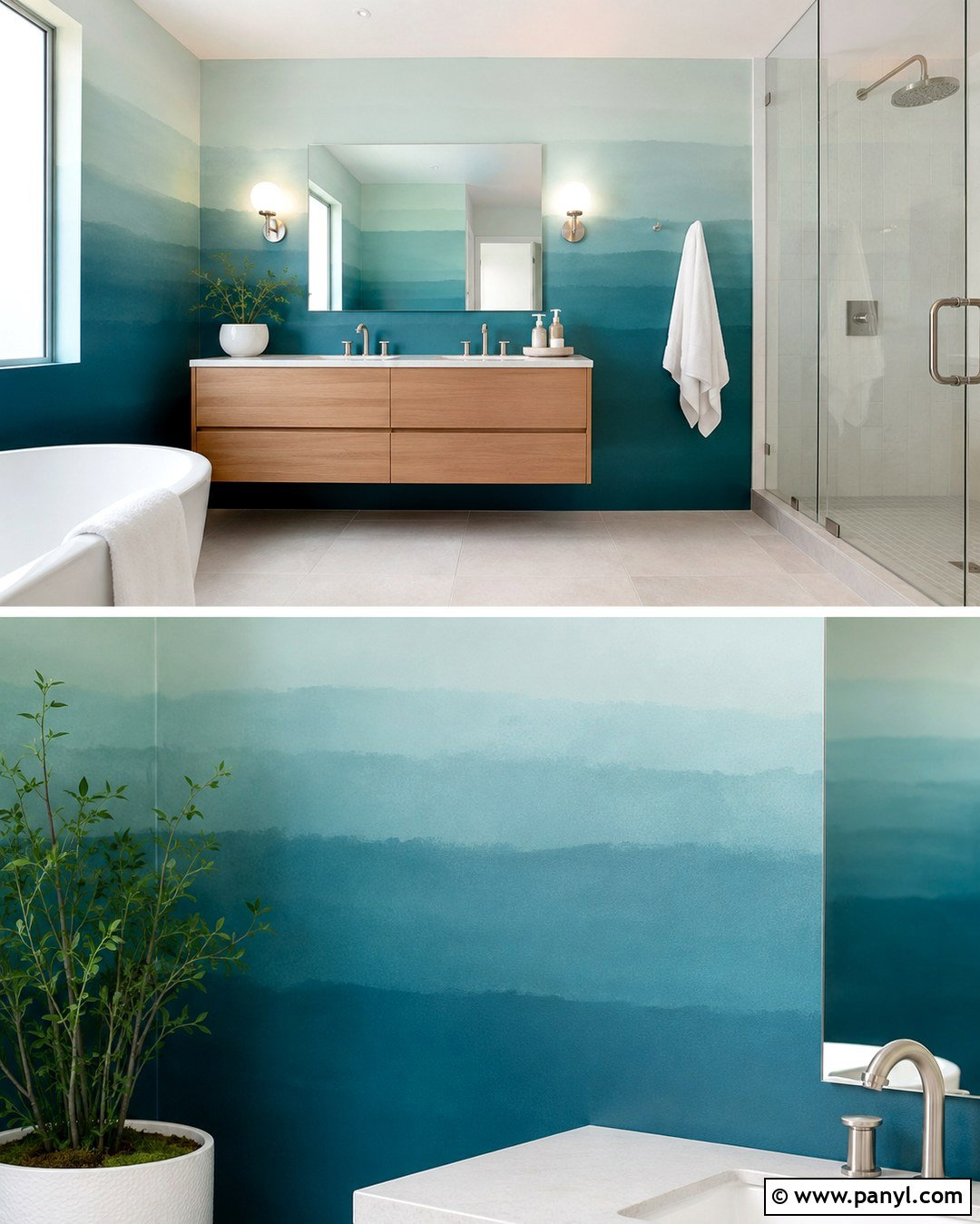 Teal Gradient Wall Bathroom - 20 Color Gradient Wall Ideas