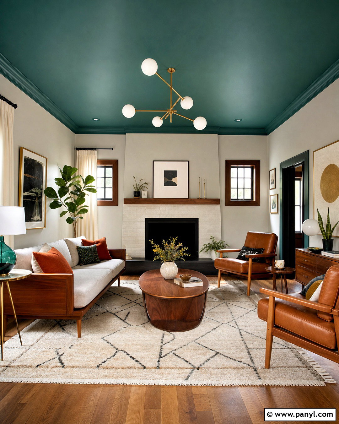 Teal Green Ceiling Living Room - 20 green ceiling living room ideas