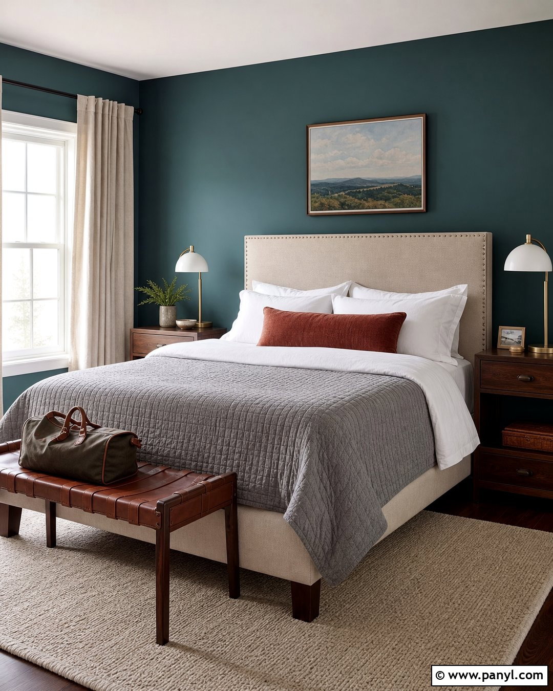 Teal Guest Bedroom Walls With Neutral Bedding - 30 teal painted walls