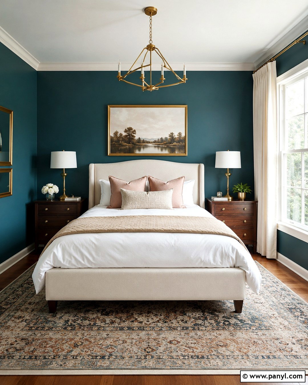 Teal Guest Bedroom With Gold Accents - 20 Teal Walls With Gold Accents