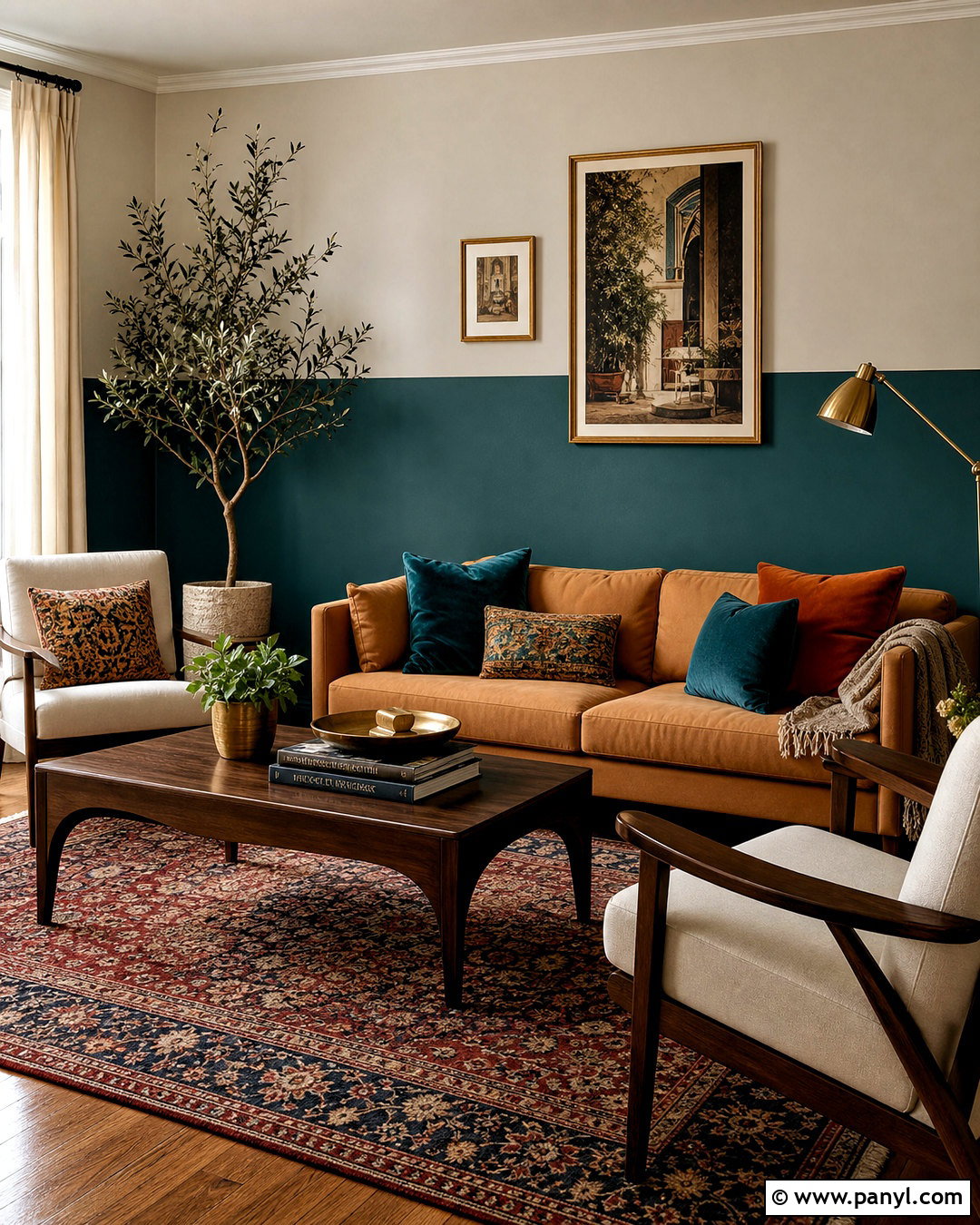 Teal Half Painted Wall Living Room - 20 half painted wall living room ideas