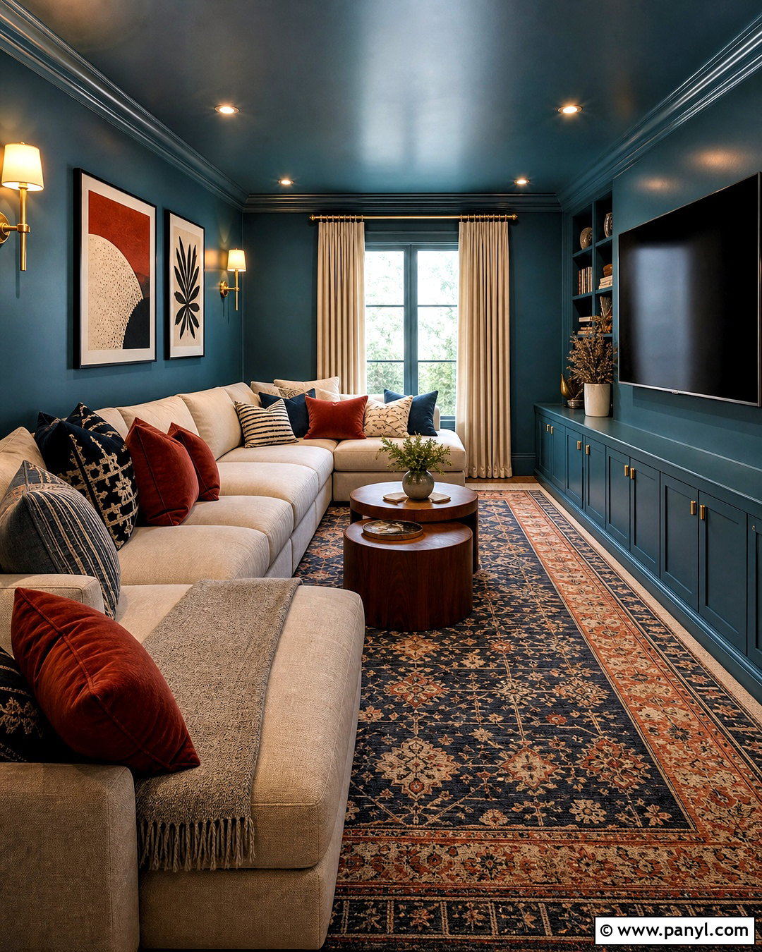 Teal High Gloss Media Room Walls - 20 high gloss walls