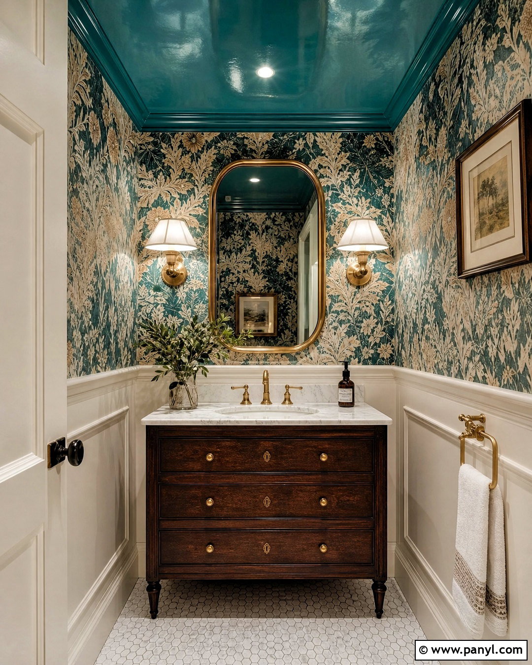 Teal High Gloss Powder Room Ceiling - 20 high gloss ceiling ideas