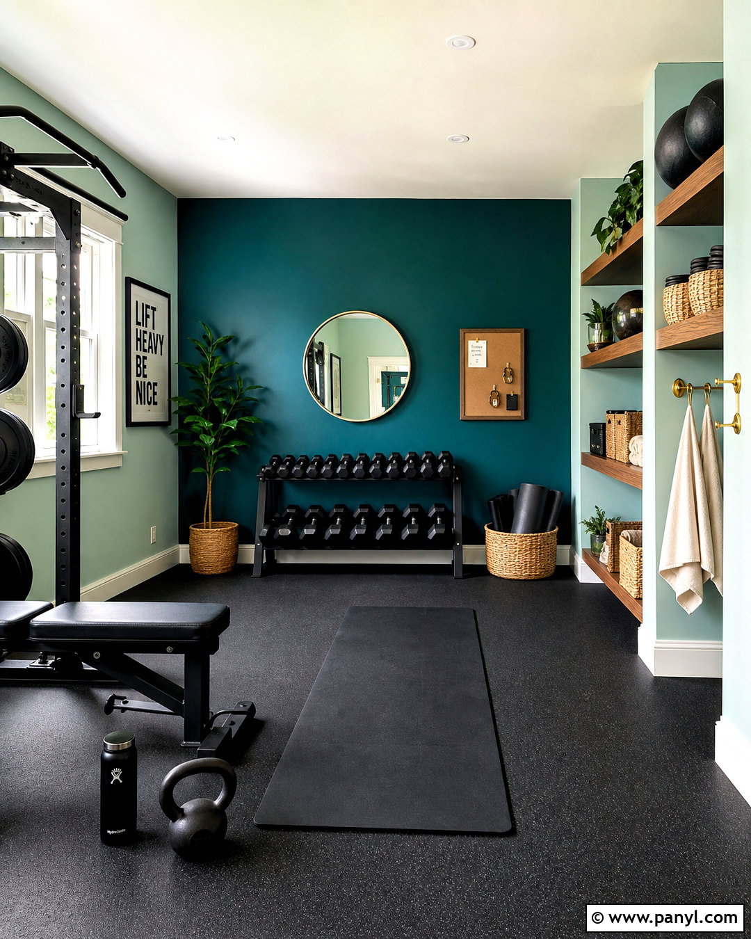 Teal Home Gym - 20 home gym colors paint ideas