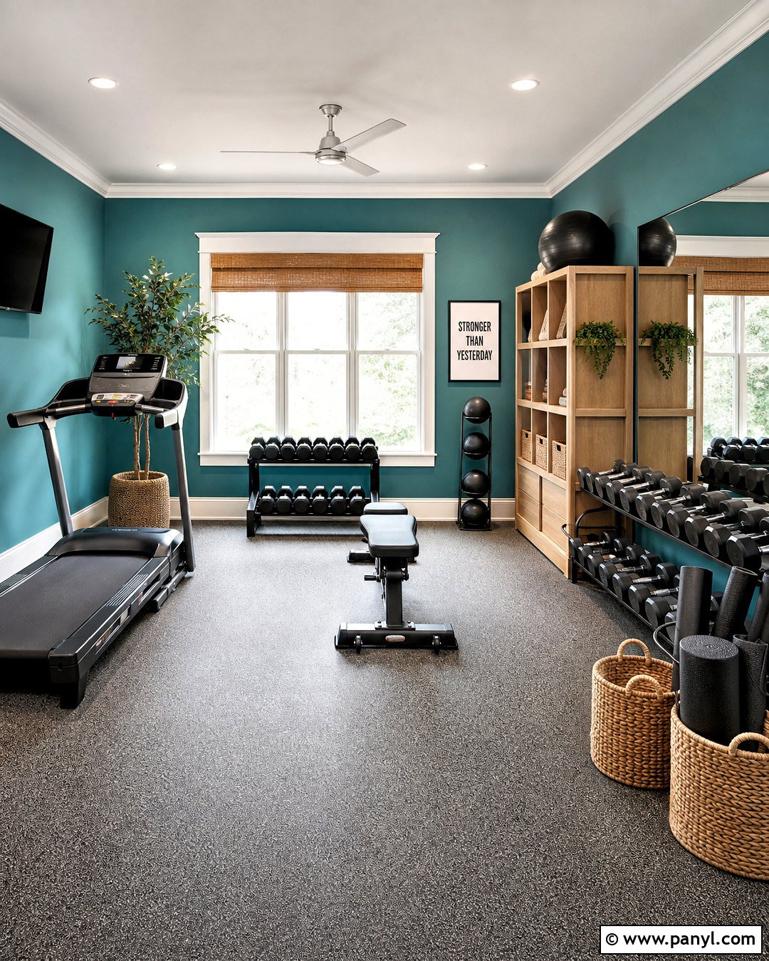 Teal Home Gym - 20 gym colors ideas