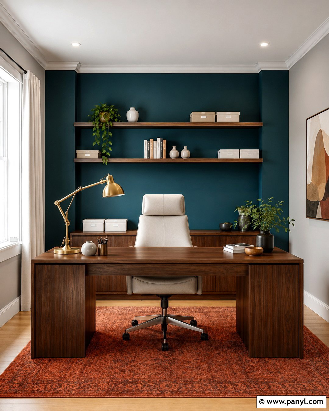 Teal Home Office Wall - 20 Pop Of Color Wall Paint Ideas