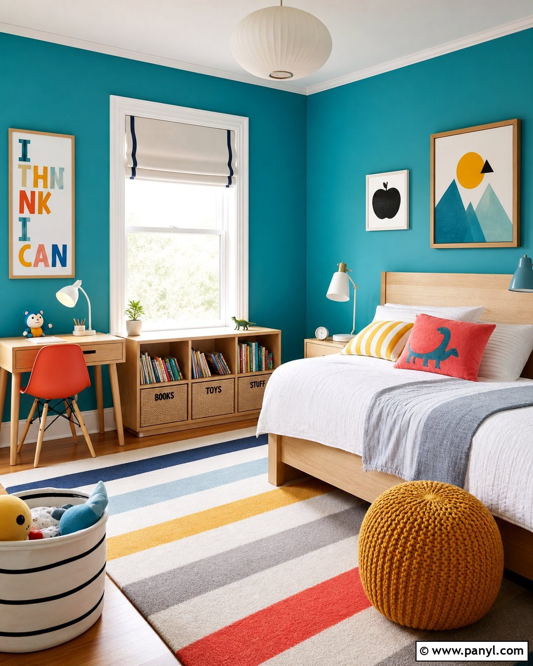 Teal Kids Room Walls With Colorful Accents - 30 teal painted walls