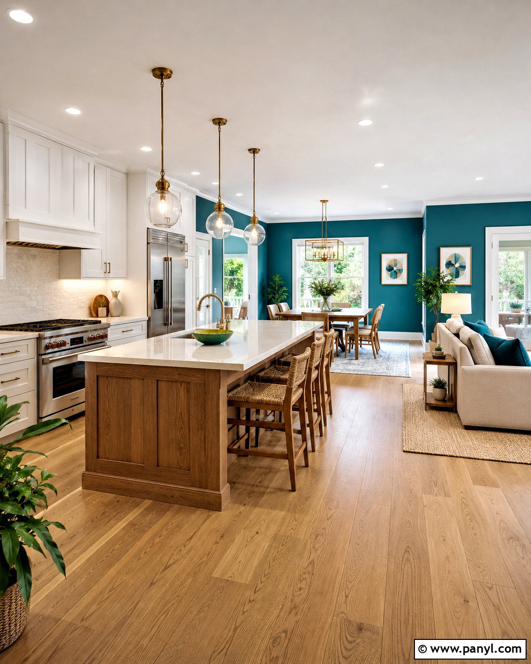 Teal Kitchen Walls In An Open Kitchen - 35 teal kitchen walls
