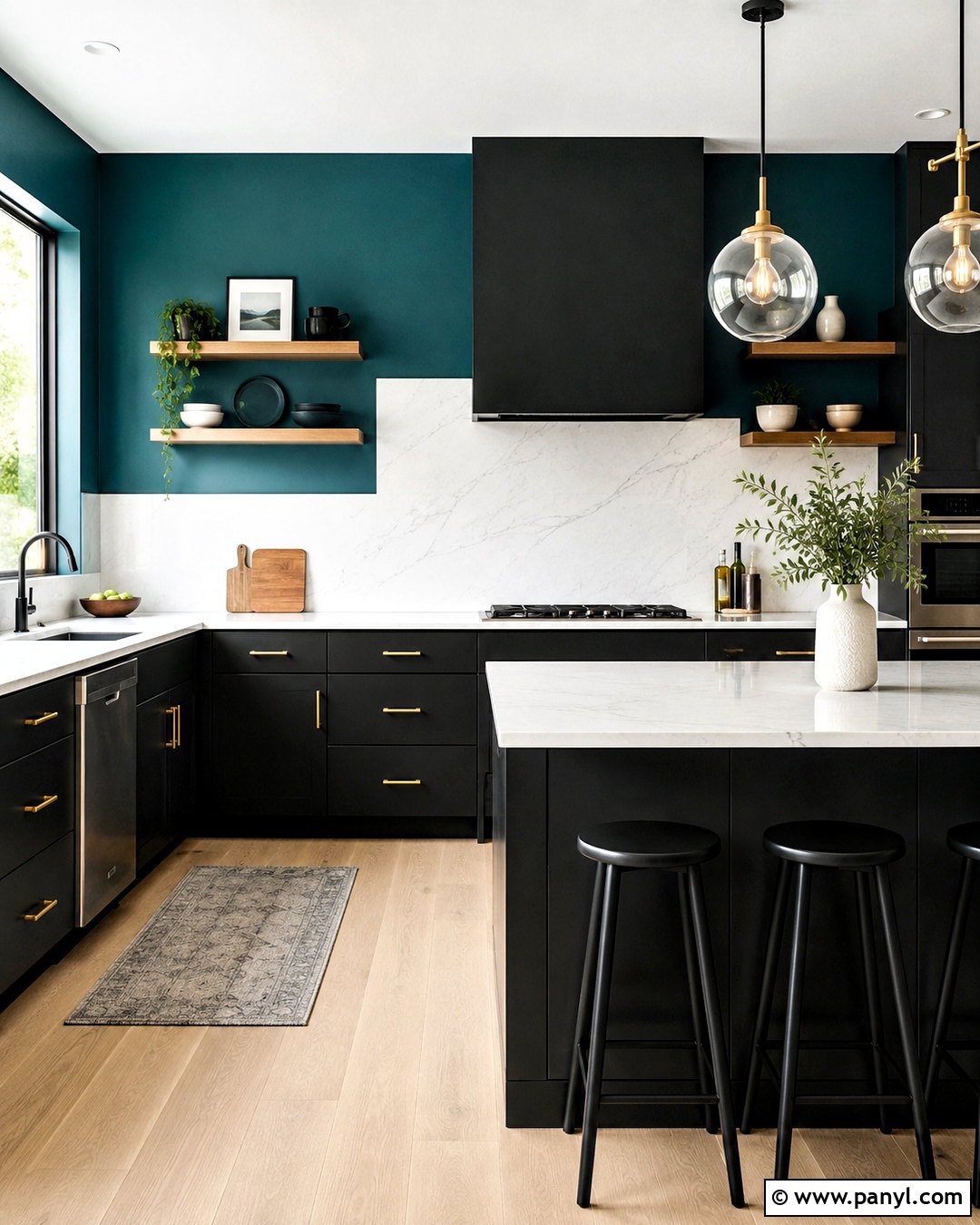 Teal Kitchen Walls With Black Cabinets - 35 teal kitchen walls
