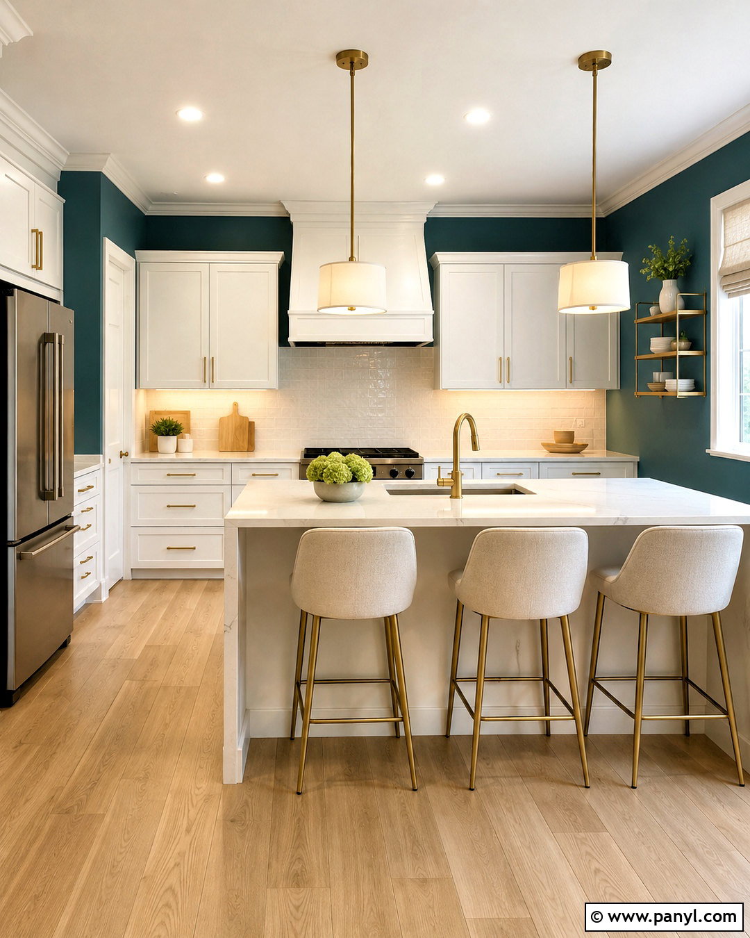 Teal Kitchen Walls With Brass Accents - 35 teal kitchen walls