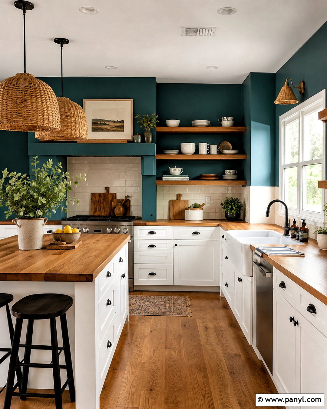 Teal Kitchen Walls With Butcher Block Counters - 35 teal kitchen walls
