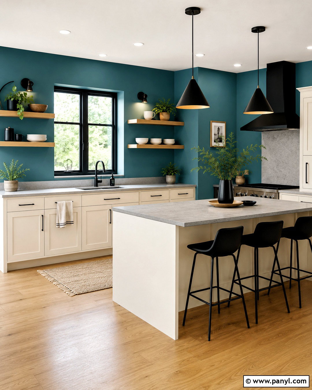 Teal Kitchen Walls With Matte Black Accents - 35 teal kitchen walls