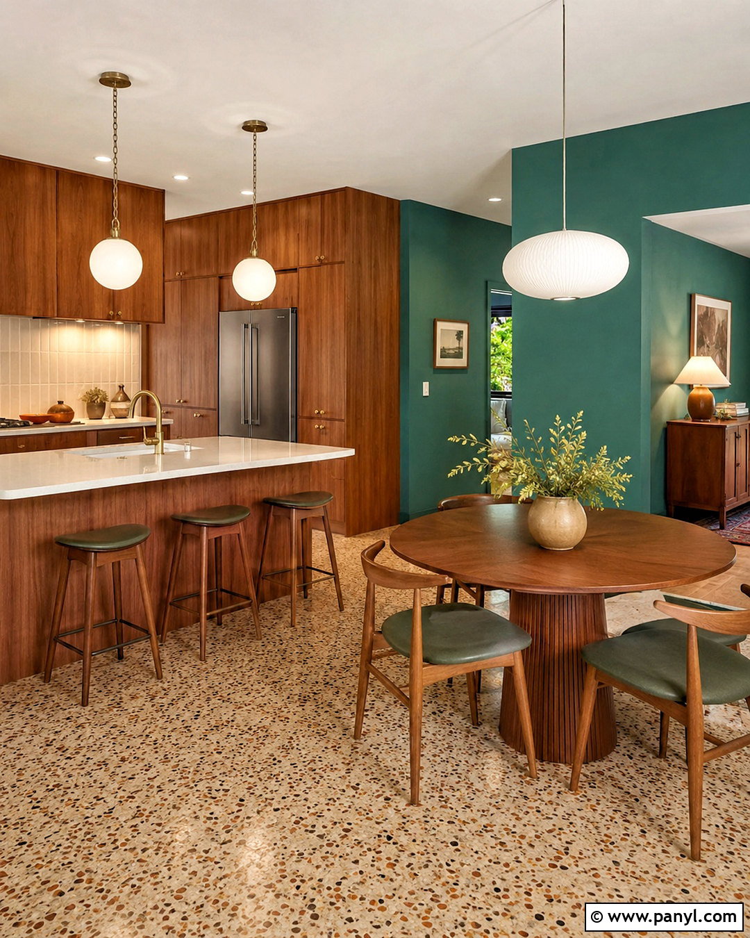 Teal Kitchen Walls With Midcentury Cabinets - 35 teal kitchen walls