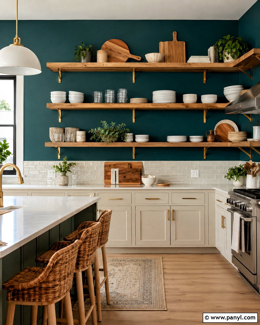 Teal Kitchen Walls With Open Shelving - 35 teal kitchen walls