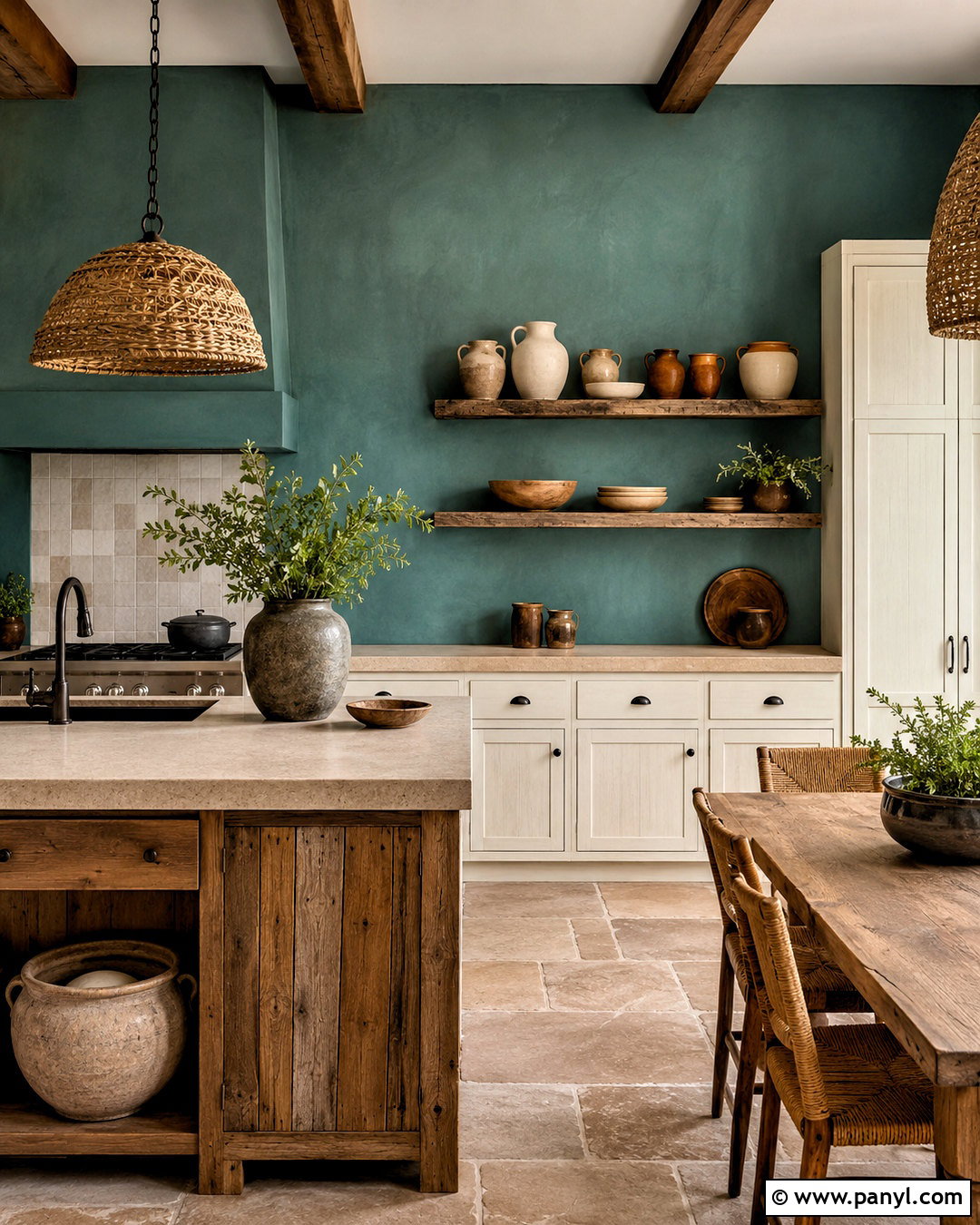 Teal Kitchen Walls With Rustic Wood - 35 teal kitchen walls