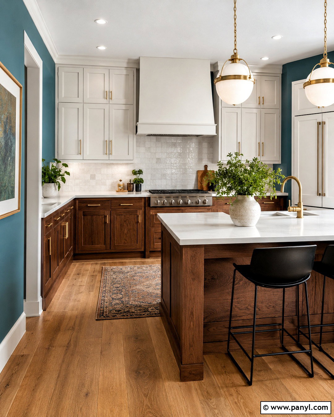 Teal Kitchen Walls With Two-Tone Cabinets - 35 teal kitchen walls