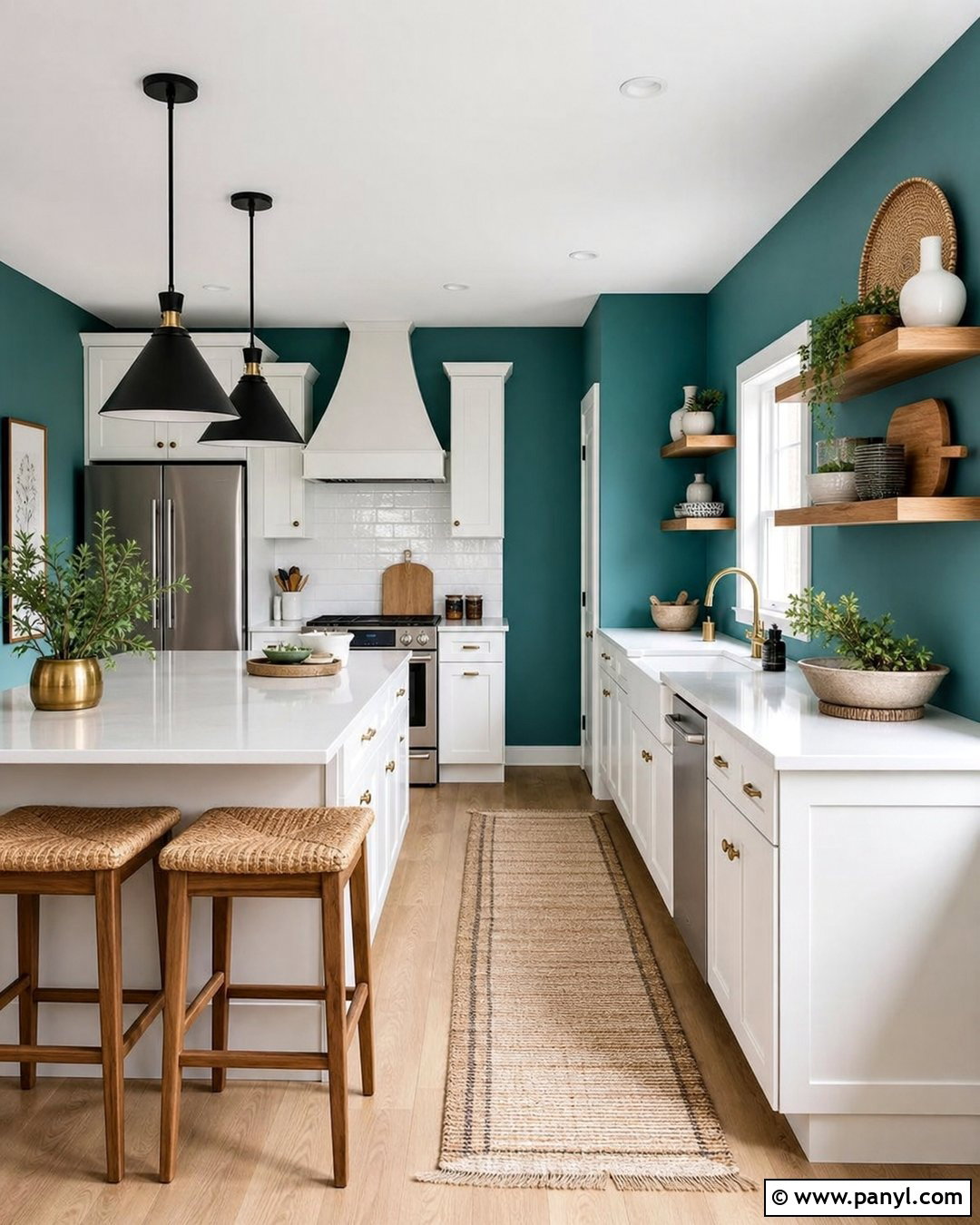 Teal Kitchen Walls With White Cabinets - 30 teal painted walls