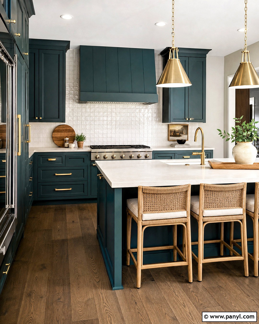 Teal Kitchen With Brass Hardware - 20 teal kitchen ideas