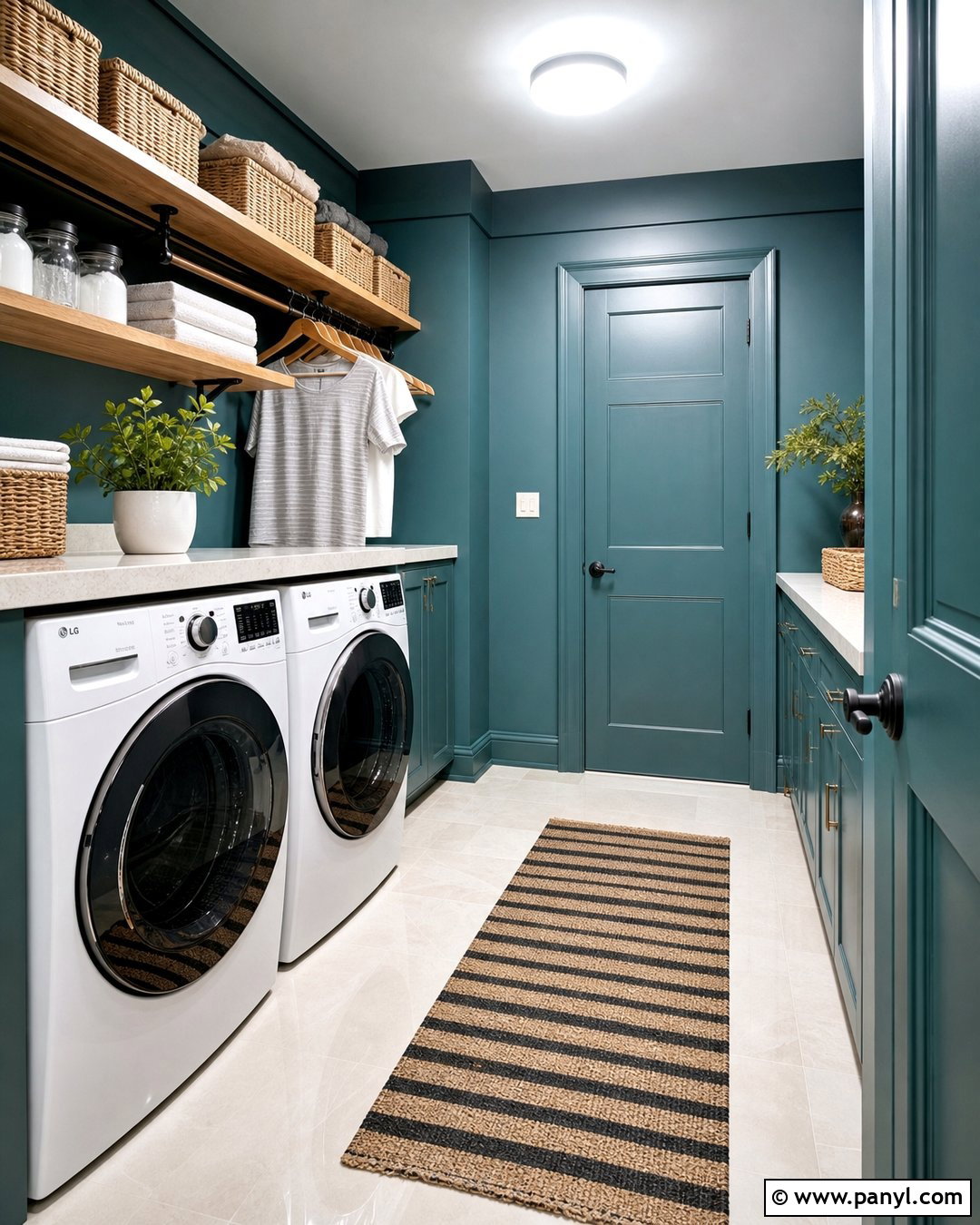 Teal Laundry Room Walls And Trim - 25 Same Color Trim And Walls