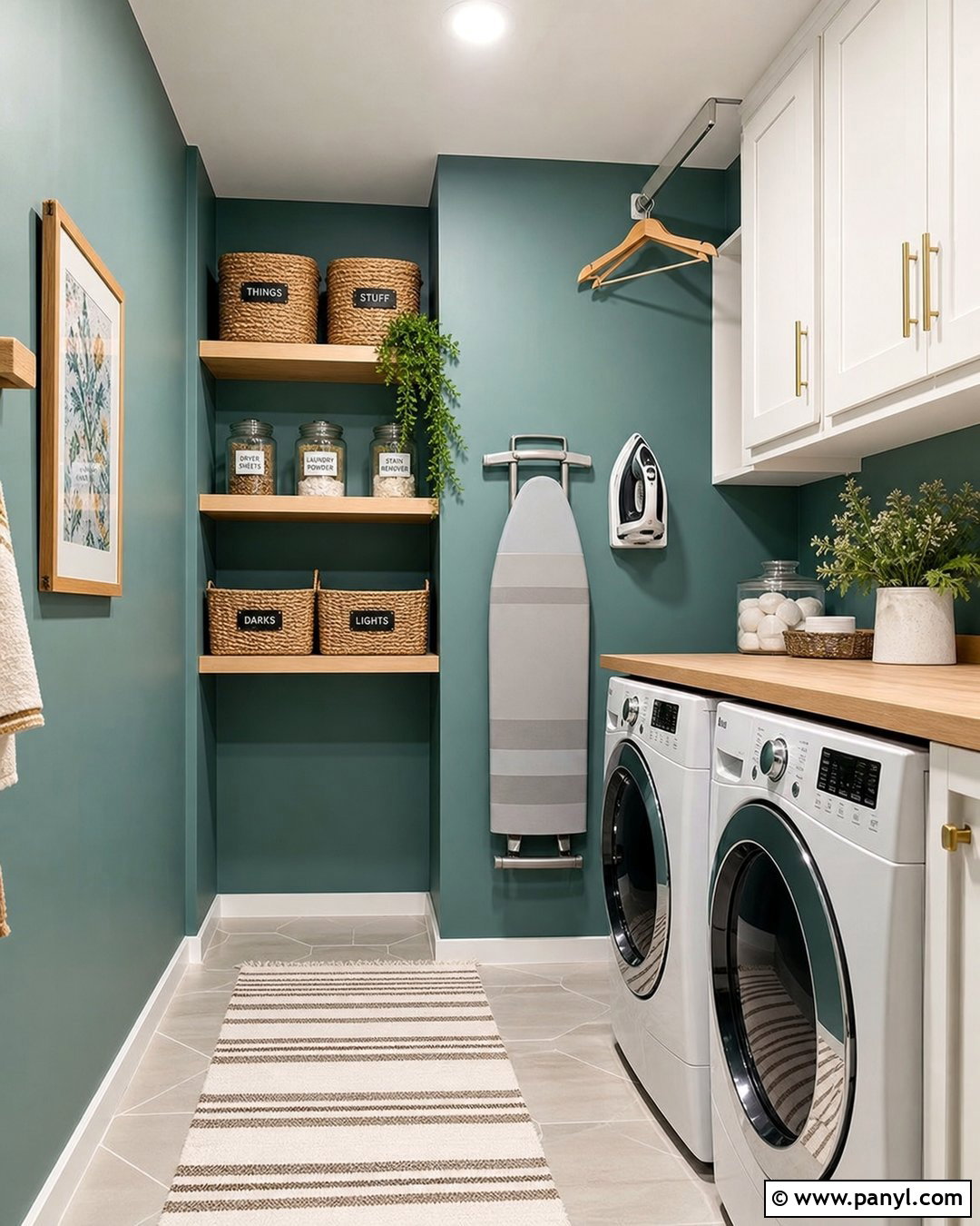 Teal Laundry Room Walls With White Storage - 30 teal painted walls