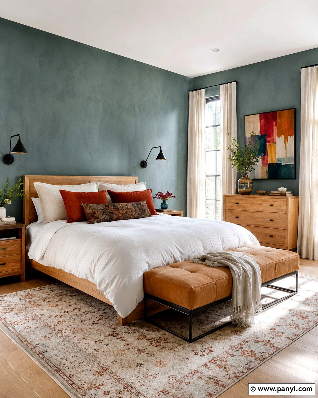 Teal Limewash Guest Bedroom - 20 Limewash Painted Walls