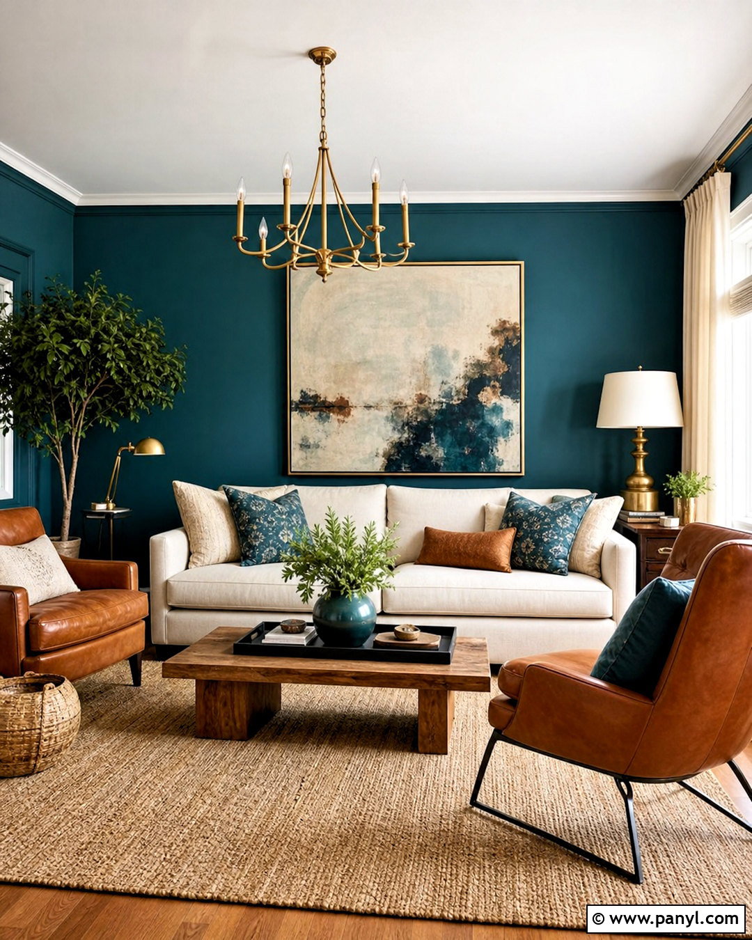 Teal Living Room With Cream Furniture - 20 teal interior design ideas