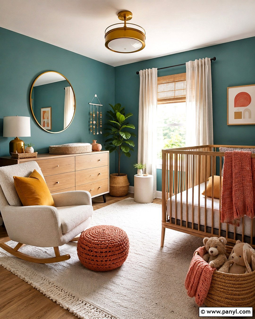 Teal Nursery With Gold Details - 20 Teal Walls With Gold Accents