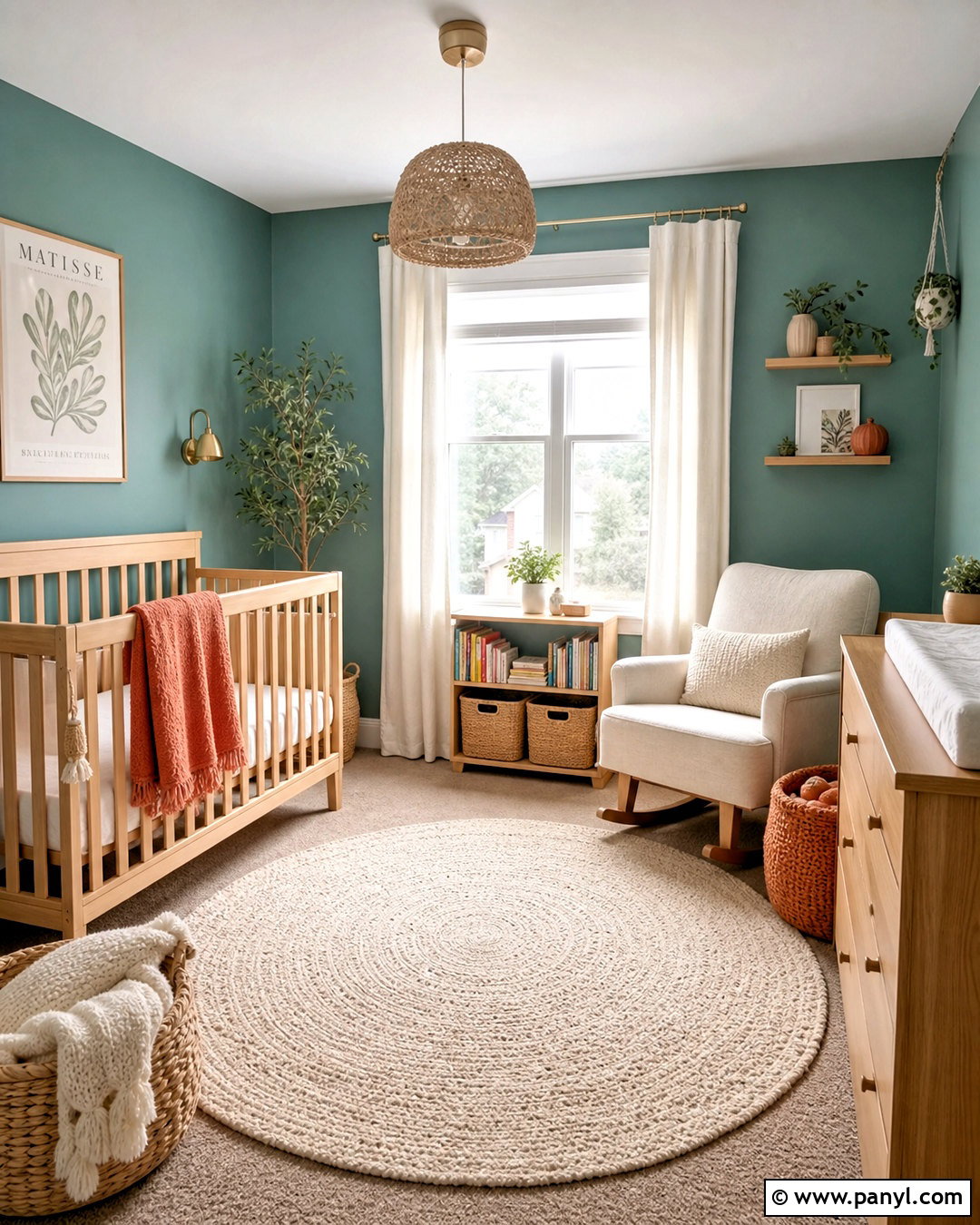 Teal Nursery With Natural Wood - 20 teal interior design ideas