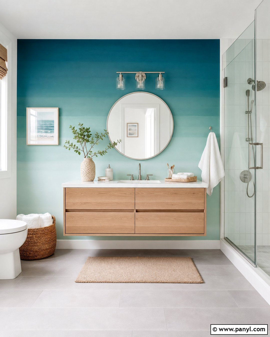 Teal Ombre Accent Wall Bathroom - 25 Ombre Accent Wall Ideas