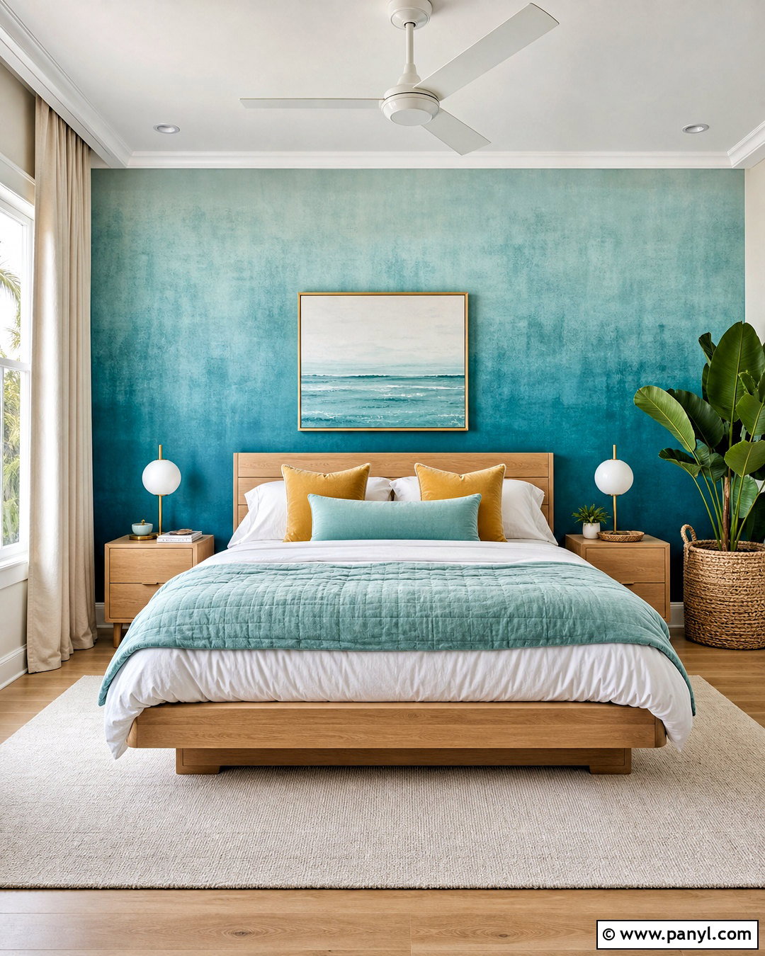 Teal Ombre Texture Wall - 20 bedroom texture paint wall ideas