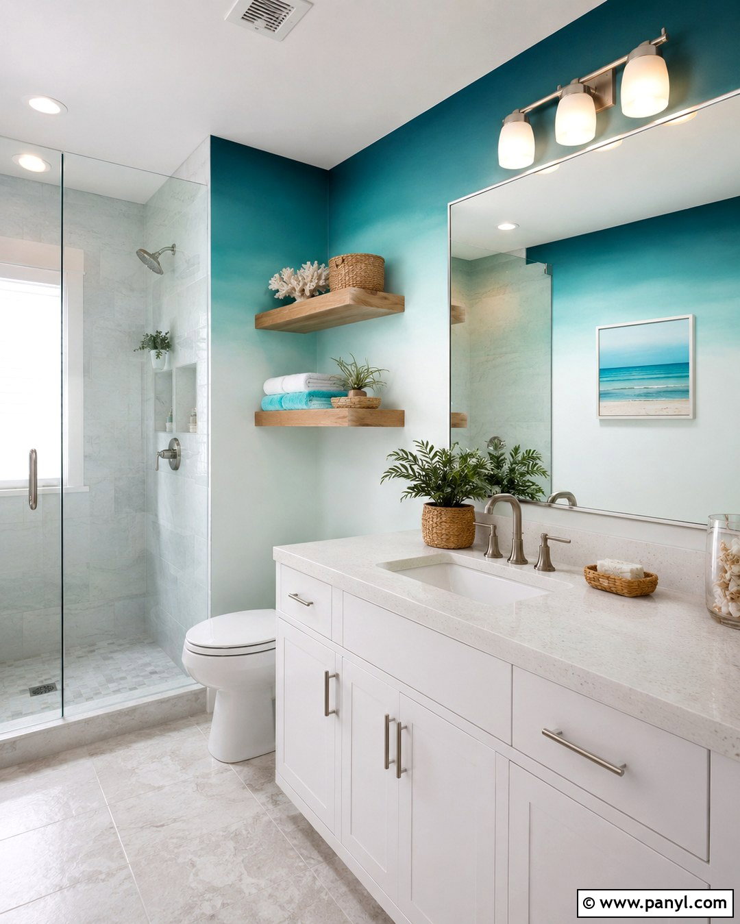 Teal Ombre Wall Bathroom - 20 How To Paint An Ombre Wall Ideas