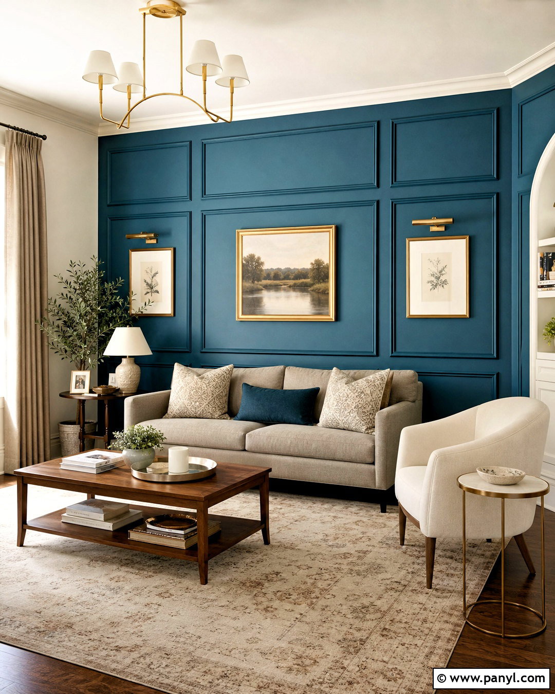 Teal Paneled Accent Wall - 20 teal accent wall living room ideas