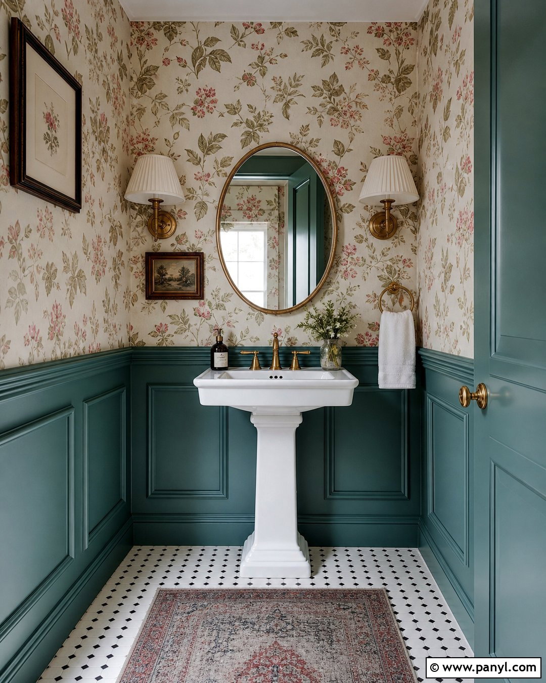 Teal Powder Room Walls With Floral Wallpaper - 30 teal painted walls