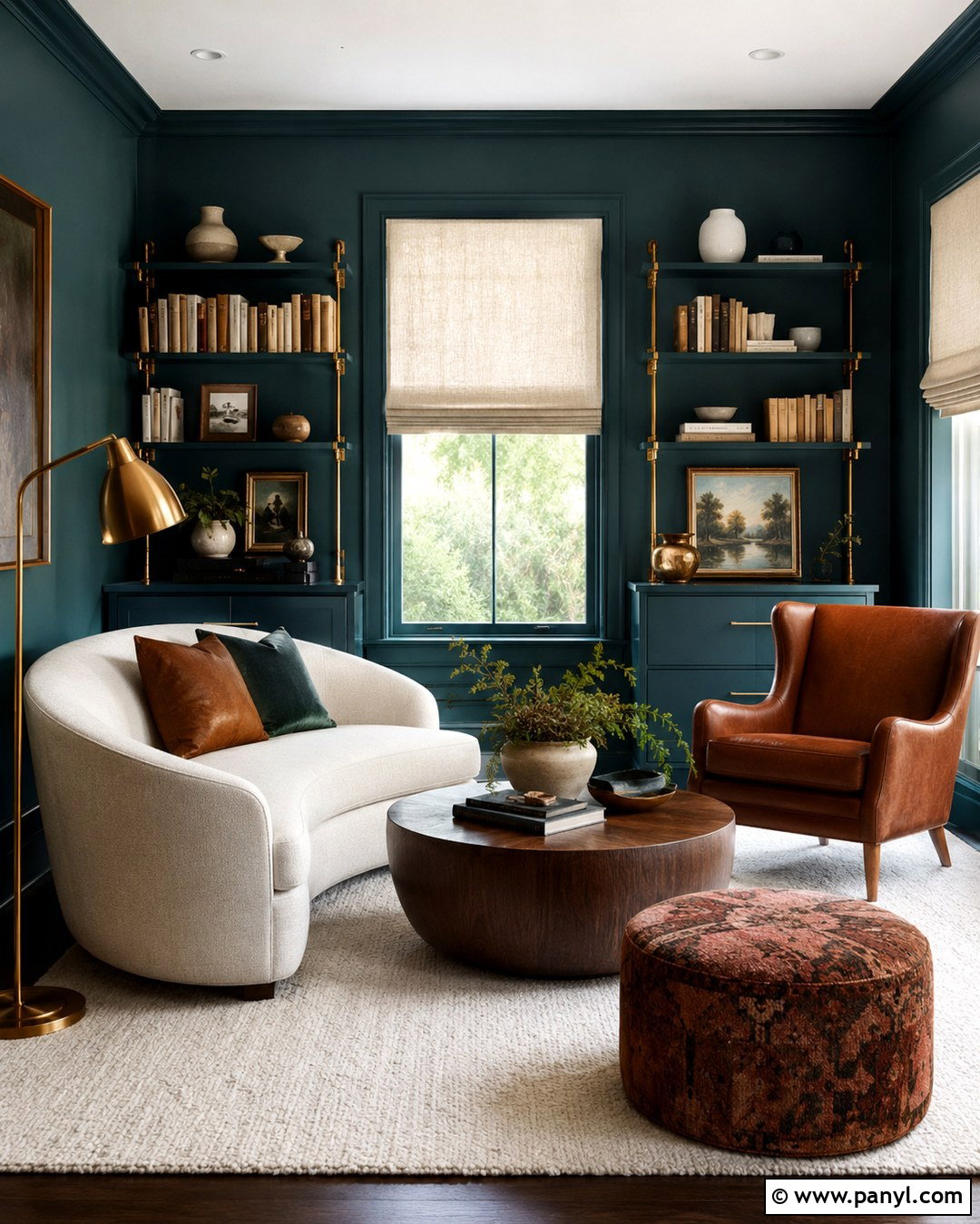 Teal Reading Room With Gold Accents - 20 Teal Walls With Gold Accents
