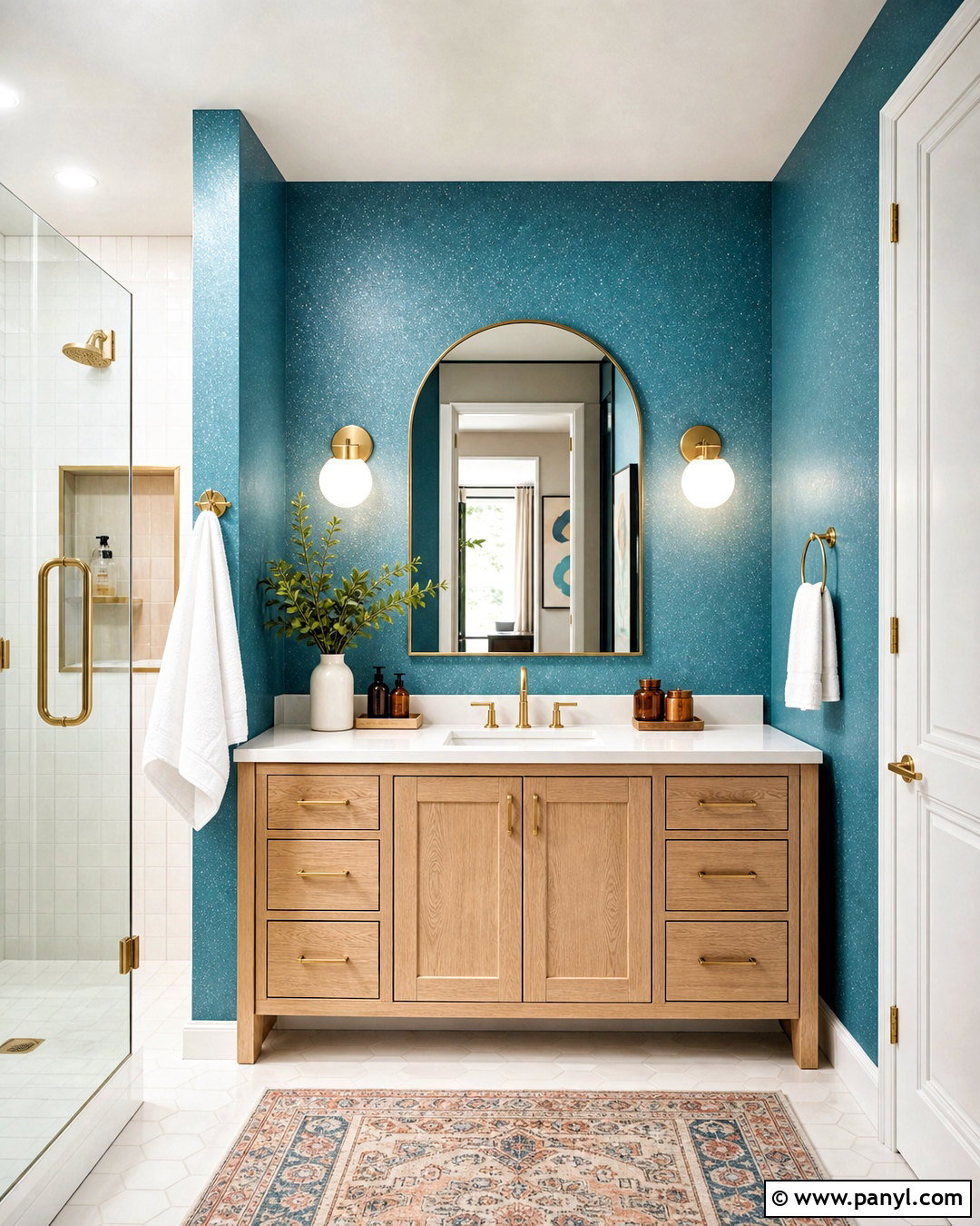 Teal Sparkly Wall Bathroom - 20 sparkly walls