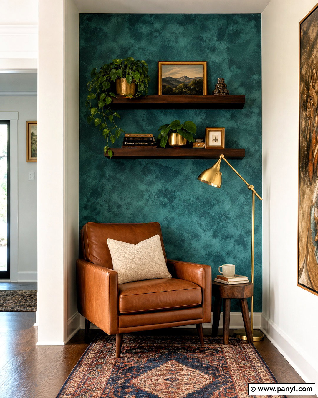 Teal Sponge Painted Reading Nook Wall - 20 sponge painting walls