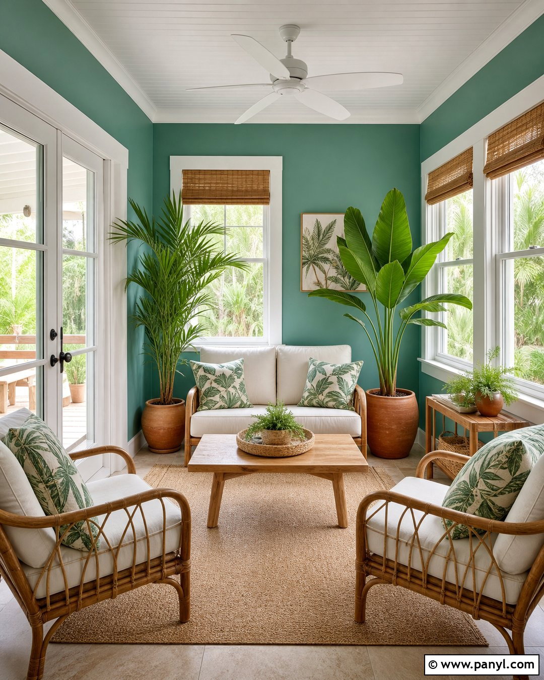 Teal Sunroom Walls With Rattan Furniture - 30 teal painted walls