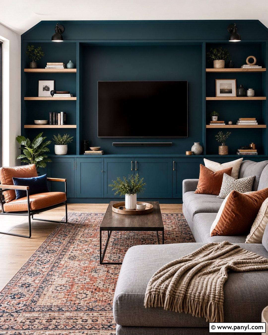 Teal TV Accent Wall - 35 colorful accent wall ideas