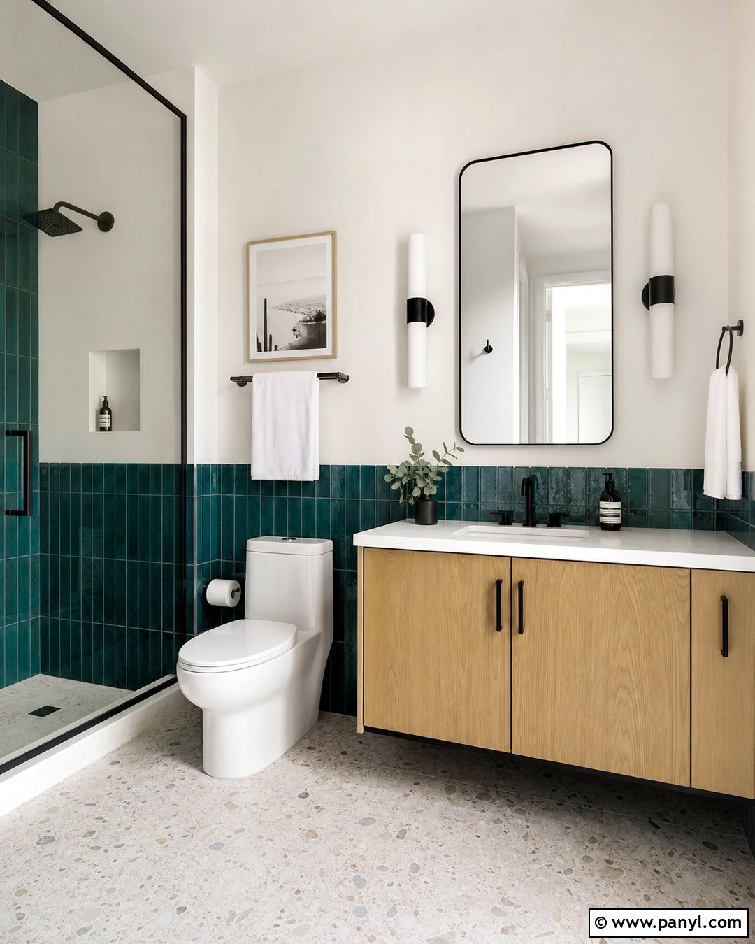 Teal Tile And White Bathroom Walls - 30 Two Toned Bathroom Walls