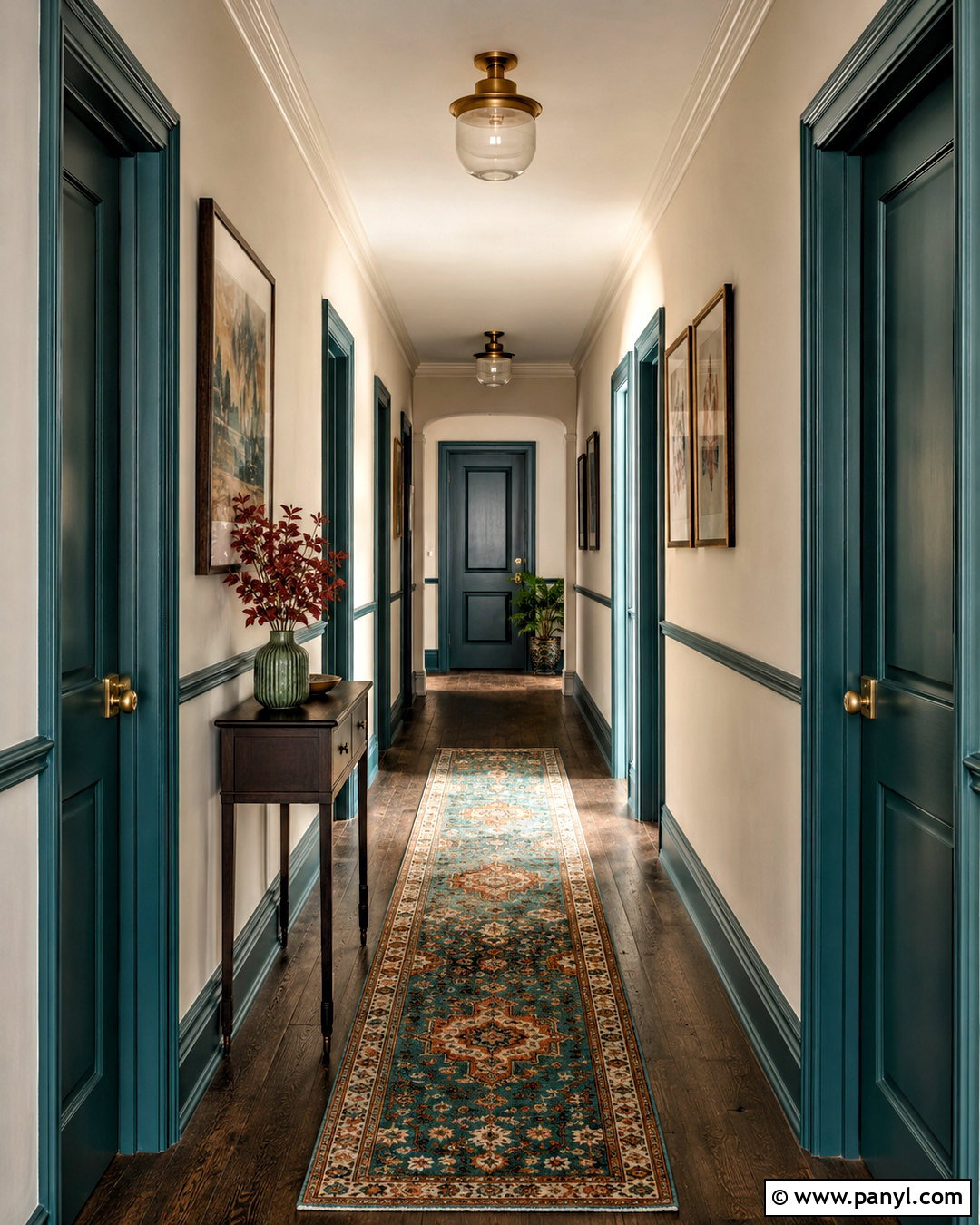 Teal Trim Hallway - 20 non white trim interior ideas