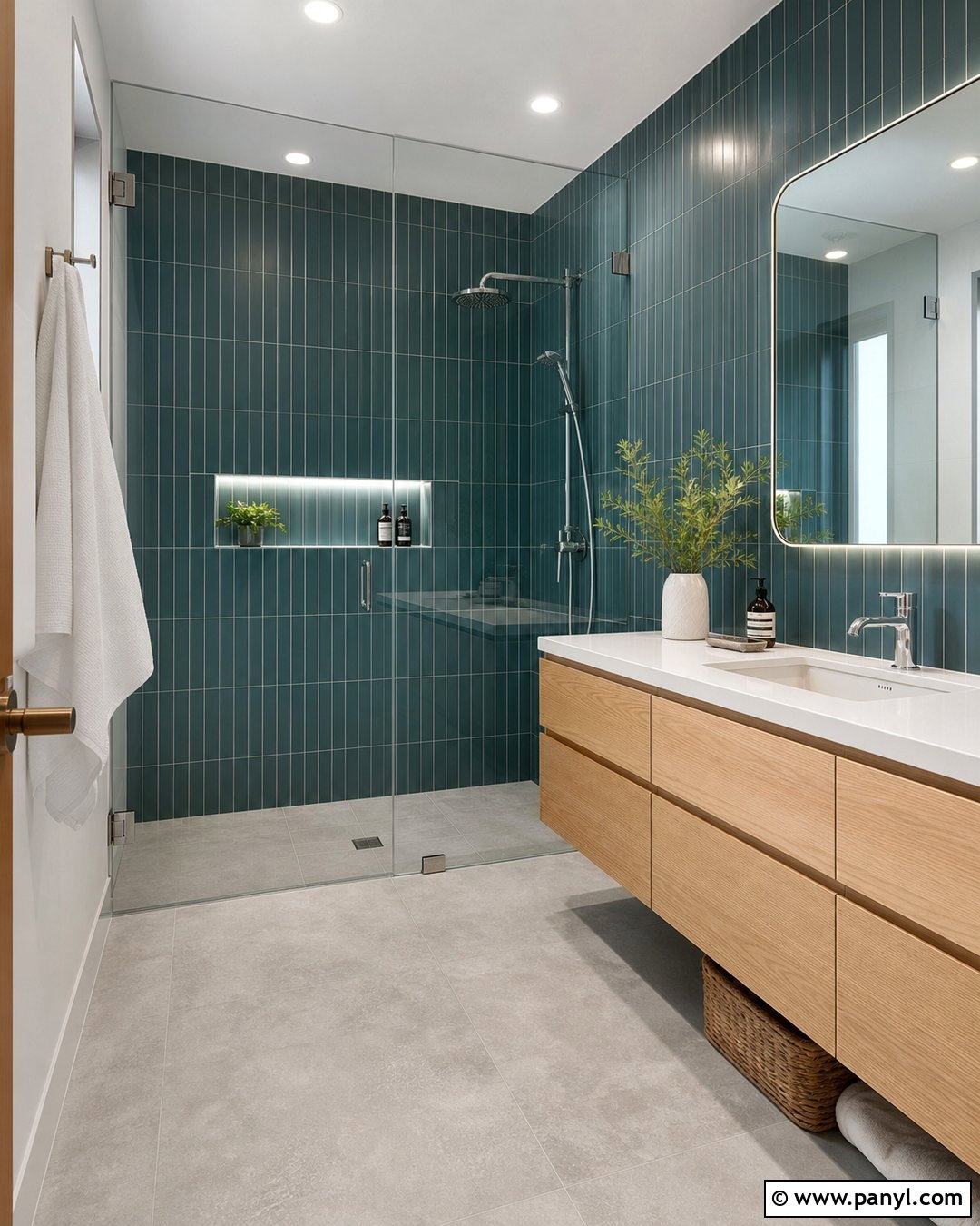 Teal Wall Tiles With Light Gray Floor Tiles - 25 Wall And Floor Tiles Color Combination Ideas
