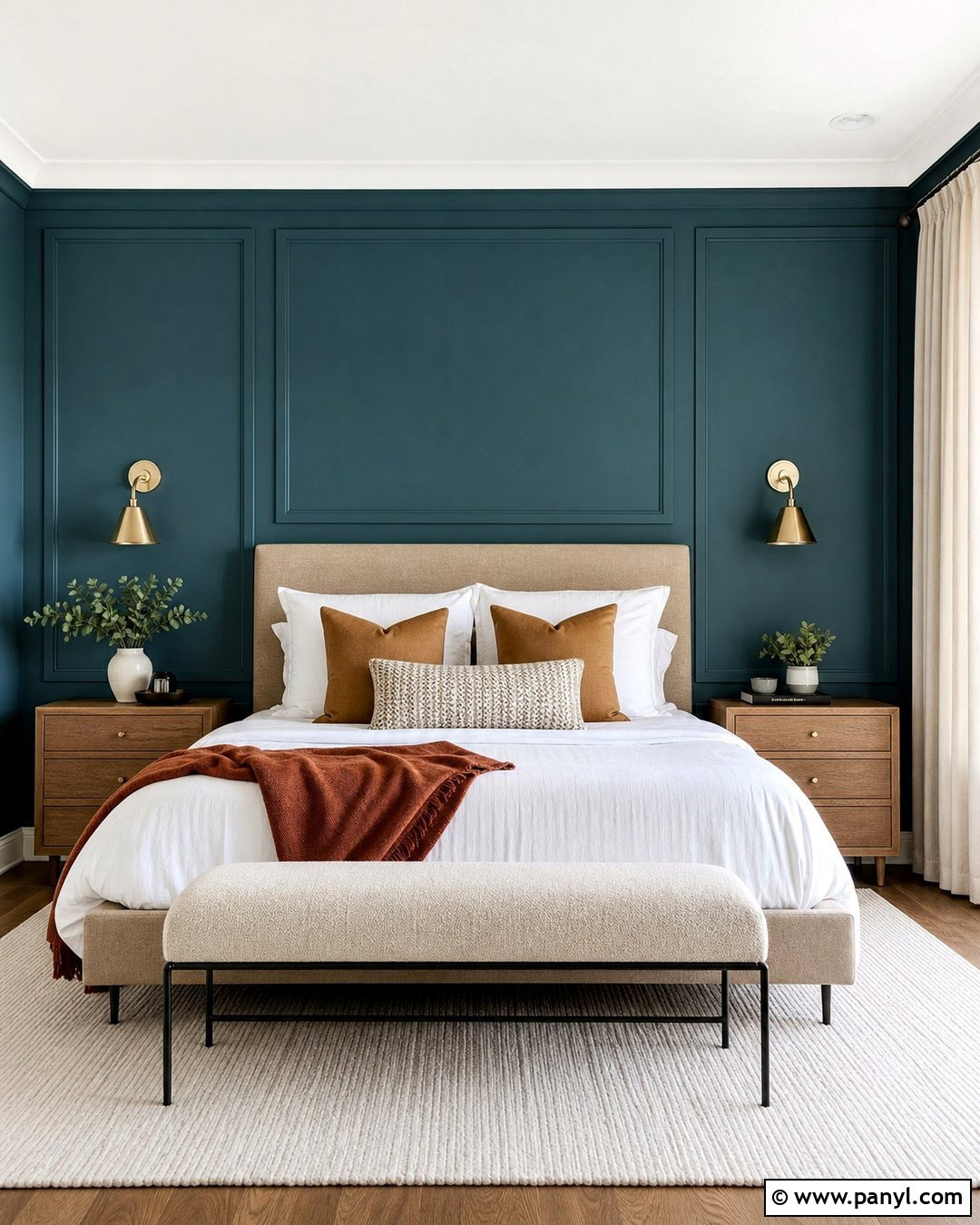 Teal Wall With Bedroom Paneling - 20 How To Style A Teal Wall Ideas