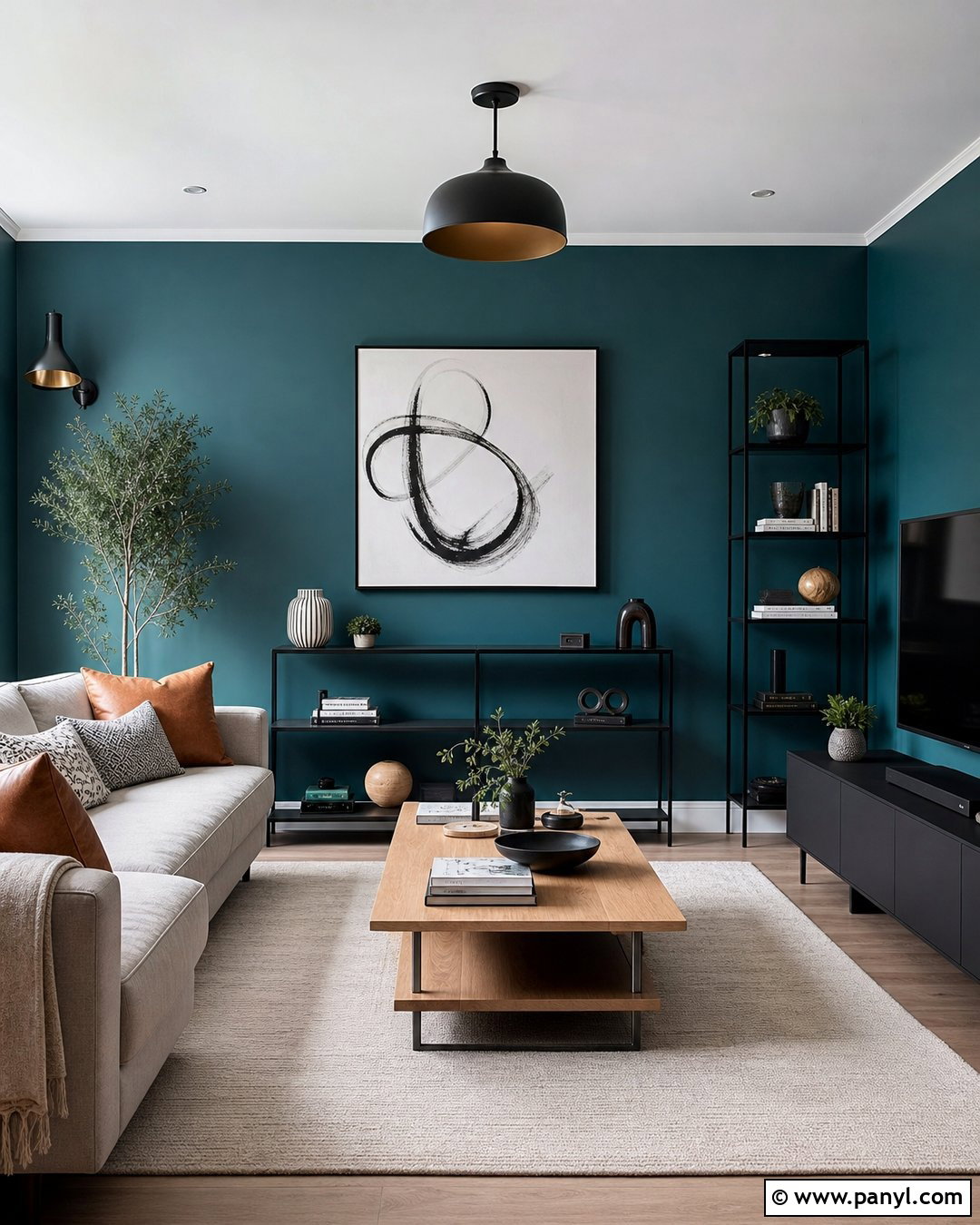 Teal Wall With Black Furniture - 20 How To Style A Teal Wall Ideas