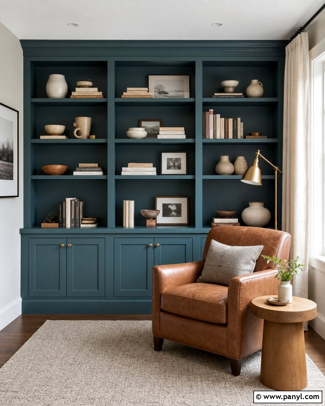 Teal Wall With Built-In Shelves - 20 How To Style A Teal Wall Ideas