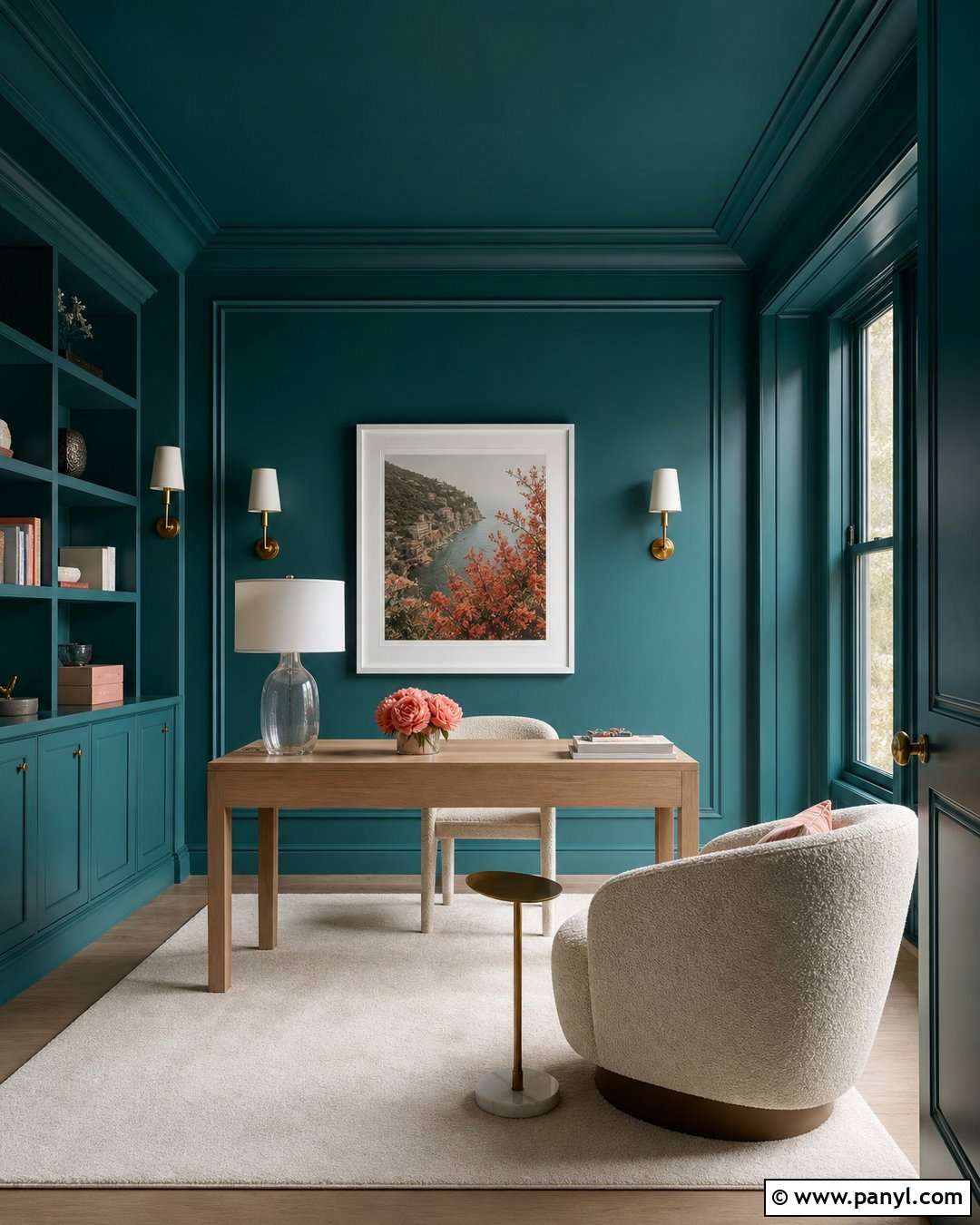 Teal Wall With Color Drenching - 20 How To Style A Teal Wall Ideas