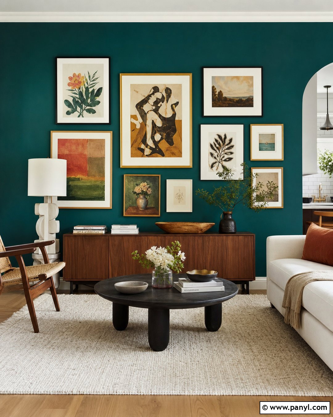 Teal Wall With Gallery Art - 20 How To Style A Teal Wall Ideas