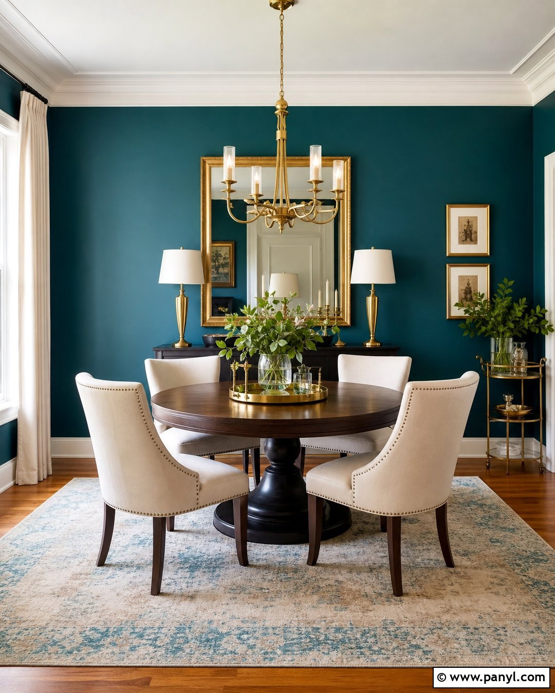 Teal Wall With Gold Decor - 20 How To Style A Teal Wall Ideas