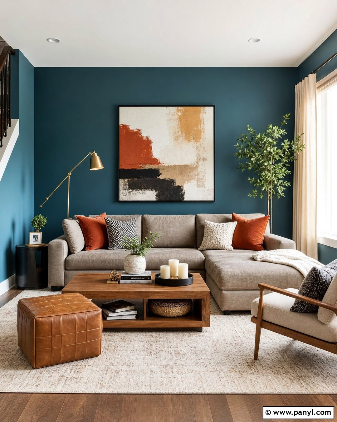 Teal Wall With Gray Sectional - 20 How To Style A Teal Wall Ideas